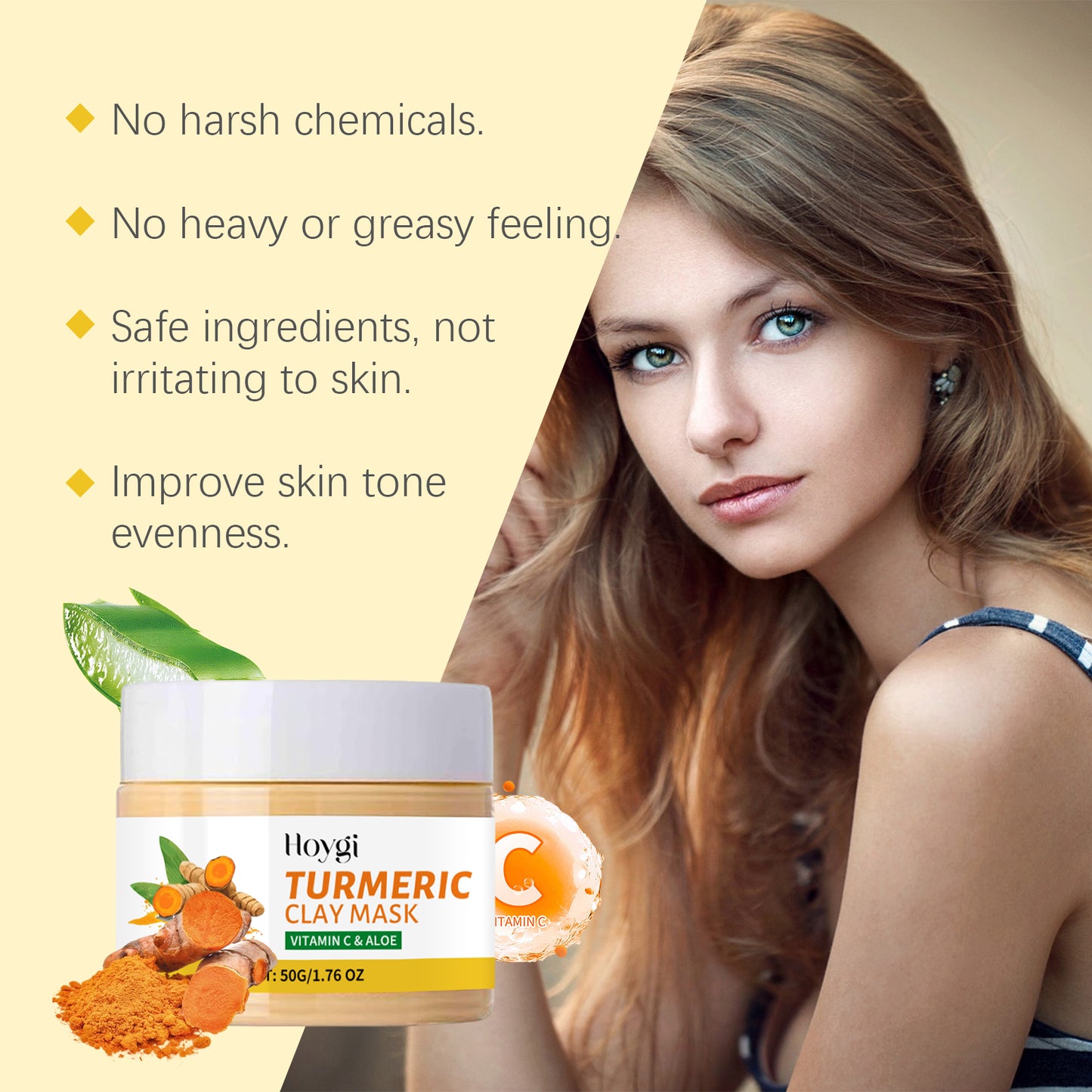 Hoygi Turmeric Mud Film Gently Cleans Skin Pores, Moisturizes Skin Care, Moisturizes Moisture, Locks Water And Moistens Soft Mud Film